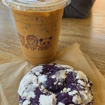 Sarima Cafe - Unsweetened iced chai latte and an ube cookie - Cafes Near Me - Chicago, Illinois