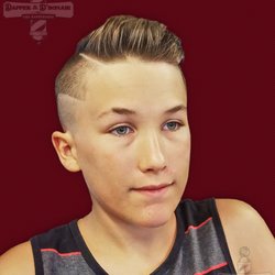 Dapper & D'bonair barbershop - Custom Design Fade Haircut - Front View