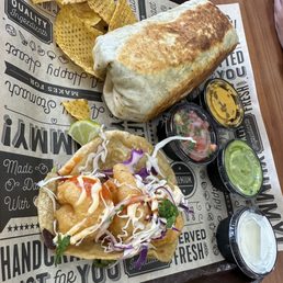 Burrito and shrimp taco
