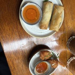 coconut prawns and Fried Vegetable Rolls