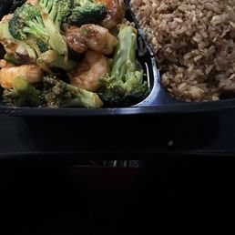 Shrimp broccoli and fried rice