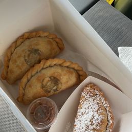Beef empanada and the Guava and cheese special. Beef empanada and the Guava and cheese special.