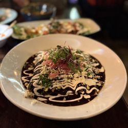 El Xangarrito - Steak Enchiladas Mole. A generous portion to share or to take some home with you for a late night snack.