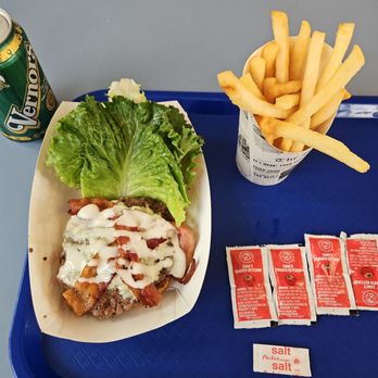 Winston's Burgers - The Blues Brothers burger and a side of fries. - Burgers Near Me - Midland, Michigan Winston's Burgers - The Blues Brothers burger and a side of fries. - Burgers Near Me - Midland, Michigan