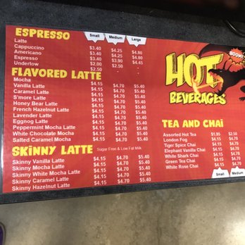 Coffee N’ Comics - Hot menu, I got the White Rose Chai - Coffee & Tea Near Me - Reno, Nevada