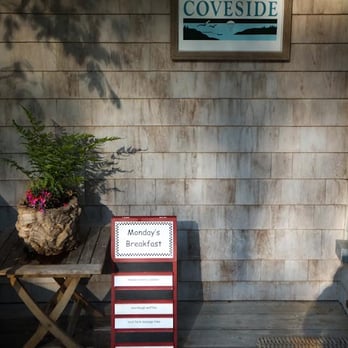 Coveside Bed & Breakfast - Entrance always has the menu for the next morning's breakfast - Hotels Near Me - Georgetown, Maine Coveside Bed & Breakfast - Entrance always has the menu for the next morning's breakfast - Hotels Near Me - Georgetown, Maine