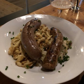 Jealous Monk - Wurst Platter with Spaetzel and Kraut - Beer Gardens Near Me - Mystic, Connecticut Jealous Monk - Wurst Platter with Spaetzel and Kraut - Beer Gardens Near Me - Mystic, Connecticut