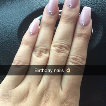 Gel polish on coffin style nails and diamonds , Yelp