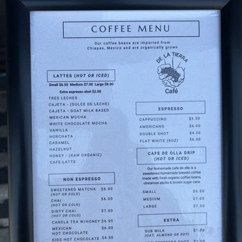 De La Tierra Cafe - Menu - Coffee & Tea Near Me - Los Angeles, California De La Tierra Cafe - Menu - Coffee & Tea Near Me - Los Angeles, California