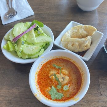 altThai - Excellent Panang Curry Soup (I want more), very refreshing cucumber salad in sweet vinegar & good fried dim sum - Thai Near Me - Arlington Heights, Illinois