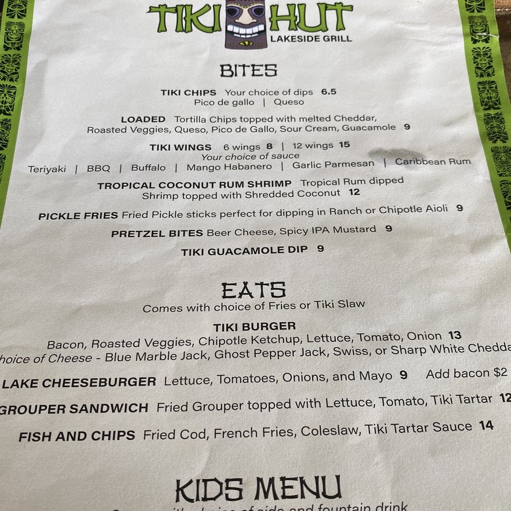 Tiki Hut Lakeside Grill - Menu - Tiki Bars Near Me - Seneca, South Carolina Tiki Hut Lakeside Grill - Menu - Tiki Bars Near Me - Seneca, South Carolina