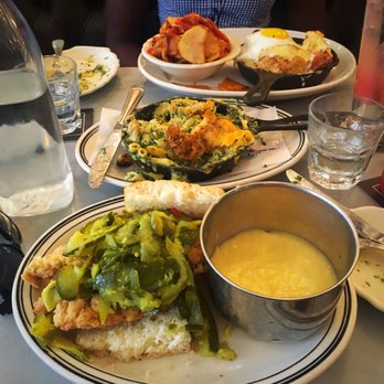 Jacob's Pickles - Bottom: Honey Chicken & Pickles (ok) Middle: Spinach artichoke Mac n cheese special(ok) Top: Croque Madam (ok) - Comfort Food Near Me - New York, New York