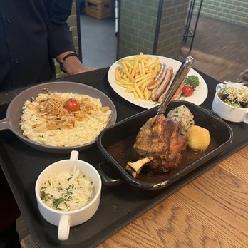 Schiller Bräu - Spatzle, pork knuckle, fries & slaw. - Bavarian Near Me - Munich, BY Schiller Bräu - Spatzle, pork knuckle, fries & slaw. - Bavarian Near Me - Munich, BY