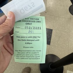Department of Motor Vehicles - Return ticket. Because I went to DEQ and came back