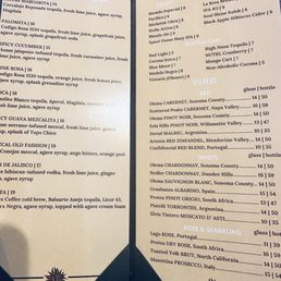 Cocktail menu Cocktail menu