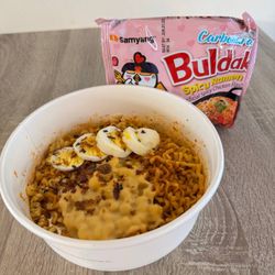 Maymay’s Cravings - Creamy Carbonara Buldak with egg and cheese!!!