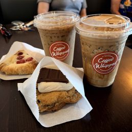 Vietnamese iced coffee, dalgona whipped coffee, raspberry danish, s'mores cookie Vietnamese iced coffee, dalgona whipped coffee, raspberry danish, s'mores cookie