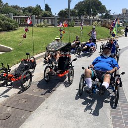 That's some of the Long Beach Veterans Adminstration recumbent trike riders in action. That's some of the Long Beach Veterans Adminstration recumbent trike riders in action.