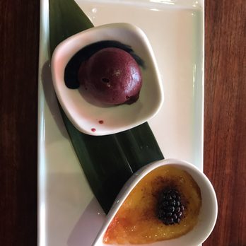 Komé - Yuzu Ginger Creme Brule with the seasonal sherbet! Delicious! - Japanese Near Me - Center Valley, Pennsylvania