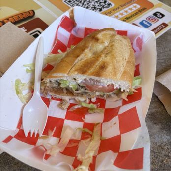 Gaspachos Mexican Bites - Levy Park - View of half chicken torta - Mexican Near Me - Houston, Texas