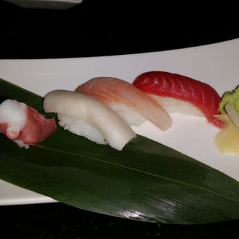 Kassai Sushi - Octopus, white tuna, red snapper, tuna. (Eel and yellow eaten before pic, but yellow tail was especially fresh and butter.) :) - Sushi Bars Near Me - Denver, Colorado Kassai Sushi - Octopus, white tuna, red snapper, tuna. (Eel and yellow eaten before pic, but yellow tail was especially fresh and butter.) :) - Sushi Bars Near Me - Denver, Colorado
