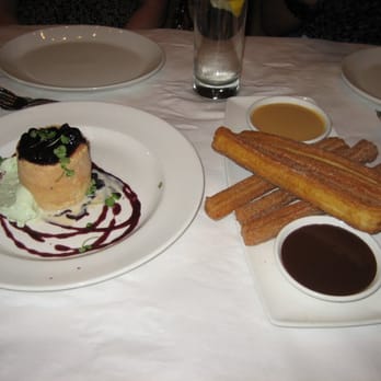 Carnivale Chicago - Blueberry tres leches and churros (w caramel and chocolate dips) - Latin American Near Me - Chicago, Illinois Carnivale Chicago - Blueberry tres leches and churros (w caramel and chocolate dips) - Latin American Near Me - Chicago, Illinois