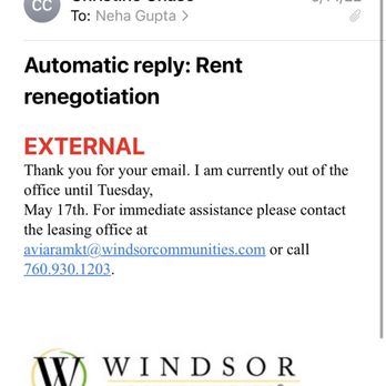 Windsor Aviara - Christine is out of office every month, I'm glad the company gives them a good PTO package - Apartments Near Me - Carlsbad, California