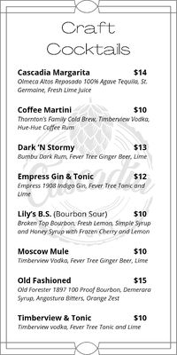 Menu photo 1 Cascadia Heights Portland, OR Menu photo 1 Cascadia Heights Portland, OR