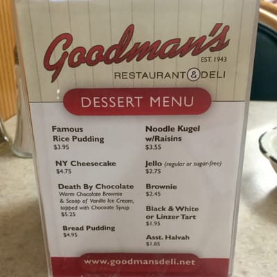 Menu photo 4 Goodmans Deli & Restaurant Berkeley Heights, NJ
