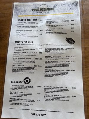 Menu photo 1 Pour Decisions Friendship, WI