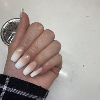 ProTop Nails - Pink and white powder acrylic nails! Love them! And the shape is perfect! - Nail Salons Near Me - Roseville, California