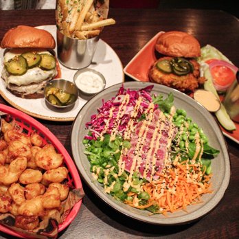 Red Cow North Loop - cheese curds, Tennessee Hot Chicken Sandwich, double barrel burger, Sesame Tuna bowl (sushi-grade tuna!), & a Hot Toddy & Winter Sangria. - New American Near Me - Minneapolis, Minnesota
