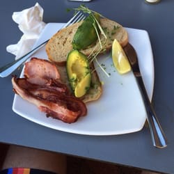 Refuelled Cafe - Avocado on toast with bacon.