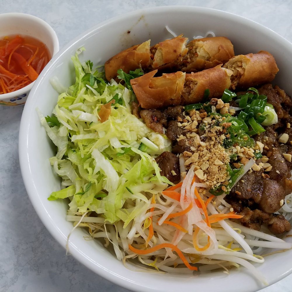 Pho 90 - Grilled pork over rice noodles and eggrolls! One of the best tasting grilled pork ever! - Vietnamese Near Me - Fresno, California Pho 90 - Grilled pork over rice noodles and eggrolls! One of the best tasting grilled pork ever! - Vietnamese Near Me - Fresno, California