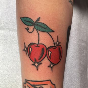 BUJU Tattoo - Cherries done by Julianna - Tattoo Near Me - San Diego, California BUJU Tattoo - Cherries done by Julianna - Tattoo Near Me - San Diego, California