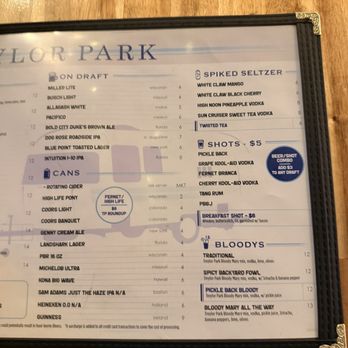 Treylor Park - Saint Augustine - Menu - Cocktail Bars Near Me - St. Augustine, Florida