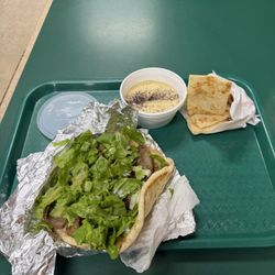 NYC Gyro - Lamb gyro with hummus side.