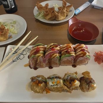 Fujiyama Sushi - Flamingo and Firecracker with krab Rangoon - Sushi Bars Near Me - Orlando, Florida