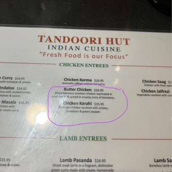 Tandoori Hut - Butter chicken, Chicken Karahi and garlic basil naan. Amazing - Indian Near Me - Seattle, Washington Tandoori Hut - Butter chicken, Chicken Karahi and garlic basil naan. Amazing - Indian Near Me - Seattle, Washington