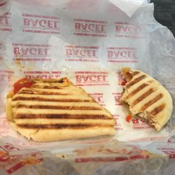 Chicken pesto panini, hot and fresh
