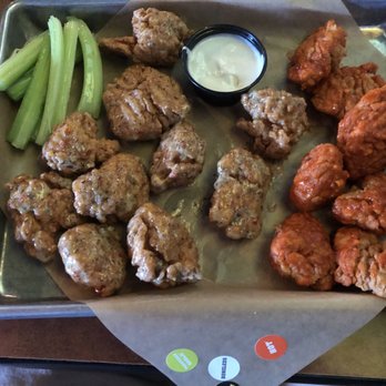 Buffalo Wild Wings - Boneless wings with garlic Parmesan and hot buffalo sauces. (Medium order, 18 wings) - American Near Me - Rehoboth Beach, Delaware Buffalo Wild Wings - Boneless wings with garlic Parmesan and hot buffalo sauces. (Medium order, 18 wings) - American Near Me - Rehoboth Beach, Delaware