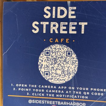 Side Street Cafe - Menu QR code link - American Near Me - Bar Harbor, Maine Side Street Cafe - Menu QR code link - American Near Me - Bar Harbor, Maine