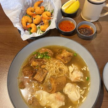 Noodle Stop - beef stew wonton egg noodle $15.50 // crispy shrimp 8 pieces $8.50 - Noodles Near Me - San Francisco, California Noodle Stop - beef stew wonton egg noodle $15.50 // crispy shrimp 8 pieces $8.50 - Noodles Near Me - San Francisco, California
