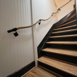 Campbell Hardwood Floors - After -(image 2 of 2) 1921 Historic Home in Fairmount. Repaired risers & replaced treads on original staircase. Stained to match 1st floor