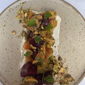 Lockbox - Beet citrus salad with feta and pistachios. If you like beets, order this. - Southern Near Me - Lexington, Kentucky Lockbox - Beet citrus salad with feta and pistachios. If you like beets, order this. - Southern Near Me - Lexington, Kentucky