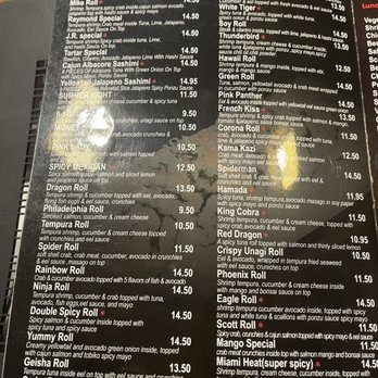 Ninja Japanese Steakhouse - List of sushi rolls - Japanese Near Me - Cedar City, Utah