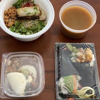 Kuu - Kuu Chili Chili Ramen, Spicy Pulled Pork Bun (1pc), Shrimp Tempura Hand Roll, Salmon Avocado Hand Roll - Ramen Near Me - New York, New York Kuu - Kuu Chili Chili Ramen, Spicy Pulled Pork Bun (1pc), Shrimp Tempura Hand Roll, Salmon Avocado Hand Roll - Ramen Near Me - New York, New York