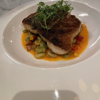 St Neos Brasserie - Pan seared red snapper with succotash, bacon, and pea tendrils - Seafood Near Me - Savannah, Georgia St Neos Brasserie - Pan seared red snapper with succotash, bacon, and pea tendrils - Seafood Near Me - Savannah, Georgia