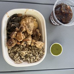 Brown Rice Salad Greens Mac & Cheese Chicken SIDE OF TURMERIC-GINGER VIN Cola