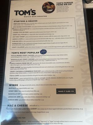 Menu photo 5 Tom's Watch Bar Houston, TX